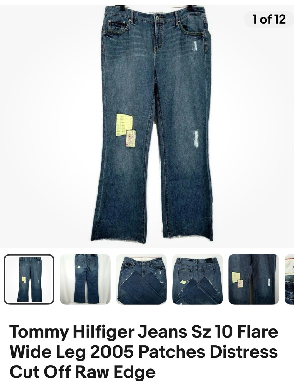 Tommy Hilfiger Navy Blue Flare Jeans with Patch Details